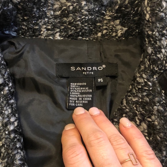 Sandro petite black tweed 3/4 sleeve blazer - Picture 3 of 4